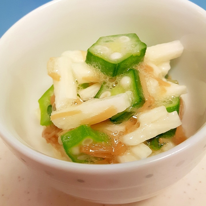 簡単手間なし!(^^)長いもとオクラのなめ茸和え♪